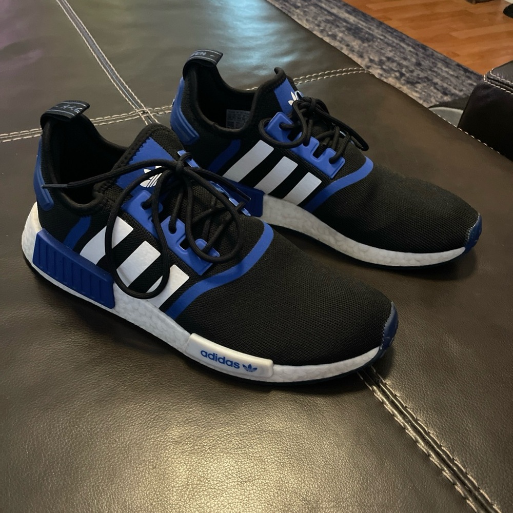 EUC Adidas NMD_R1 Primeblue GX8373 Black Royal Blue Men’s Size 10